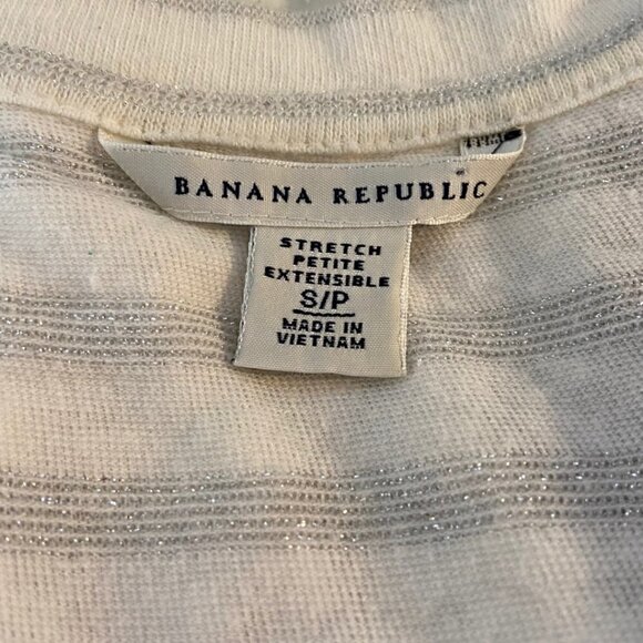 Banana Republic Womens ¾ Sleeve Casual Stripe V-Neck Top Sleeve - Picture 5 of 5